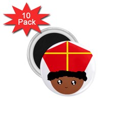 Cutieful Kids Art Funny Zwarte Piet Friend Of St  Nicholas Wearing His Miter 1 75  Magnets (10 Pack)  by yoursparklingshop