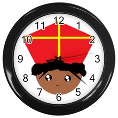 Cutieful Kids Art Funny Zwarte Piet Friend Of St  Nicholas Wearing His Miter Wall Clocks (black) by yoursparklingshop