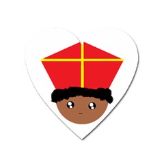 Cutieful Kids Art Funny Zwarte Piet Friend Of St  Nicholas Wearing His Miter Heart Magnet by yoursparklingshop