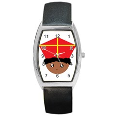 Cutieful Kids Art Funny Zwarte Piet Friend Of St  Nicholas Wearing His Miter Barrel Style Metal Watch by yoursparklingshop