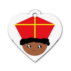 Cutieful Kids Art Funny Zwarte Piet Friend Of St  Nicholas Wearing His Miter Dog Tag Heart (one Side) by yoursparklingshop