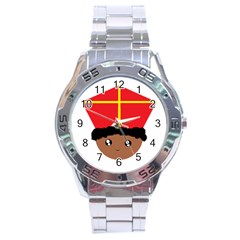 Cutieful Kids Art Funny Zwarte Piet Friend Of St  Nicholas Wearing His Miter Stainless Steel Analogue Watch by yoursparklingshop