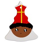 Cutieful Kids Art Funny Zwarte Piet Friend of St  Nicholas wearing his Miter Christmas Tree Ornament (Two Sides) Back