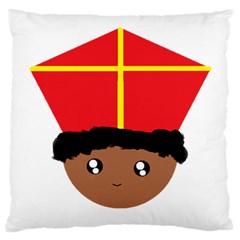 Cutieful Kids Art Funny Zwarte Piet Friend Of St  Nicholas Wearing His Miter Large Cushion Case (two Sides) by yoursparklingshop