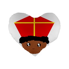 Cutieful Kids Art Funny Zwarte Piet Friend Of St  Nicholas Wearing His Miter Standard 16  Premium Heart Shape Cushions