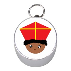 Cutieful Kids Art Funny Zwarte Piet Friend Of St  Nicholas Wearing His Miter Mini Silver Compasses by yoursparklingshop