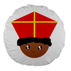 Cutieful Kids Art Funny Zwarte Piet Friend Of St  Nicholas Wearing His Miter Large 18  Premium Flano Round Cushions by yoursparklingshop