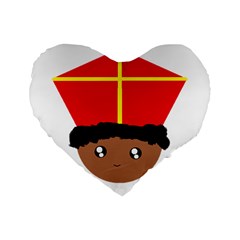 Cutieful Kids Art Funny Zwarte Piet Friend Of St  Nicholas Wearing His Miter Standard 16  Premium Flano Heart Shape Cushions by yoursparklingshop