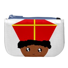 Cutieful Kids Art Funny Zwarte Piet Friend Of St  Nicholas Wearing His Miter Large Coin Purse by yoursparklingshop