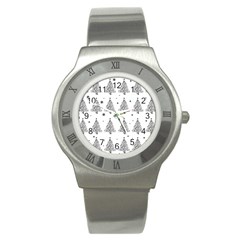 Christmas Tree - Pattern Stainless Steel Watch by Valentinaart