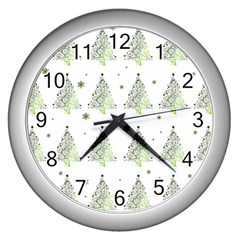 Christmas Tree - Pattern Wall Clocks (silver)  by Valentinaart