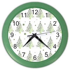 Christmas Tree - Pattern Color Wall Clocks by Valentinaart