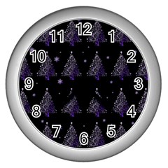 Christmas Tree - Pattern Wall Clocks (silver) 