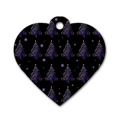 Christmas Tree - Pattern Dog Tag Heart (one Side) by Valentinaart