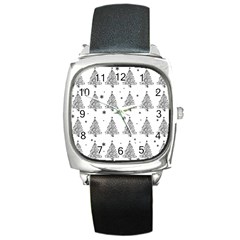 Christmas Tree - Pattern Square Metal Watch by Valentinaart