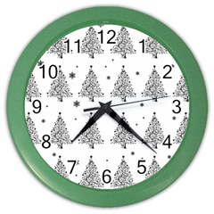 Christmas Tree - Pattern Color Wall Clocks by Valentinaart