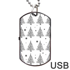 Christmas Tree - Pattern Dog Tag Usb Flash (one Side) by Valentinaart