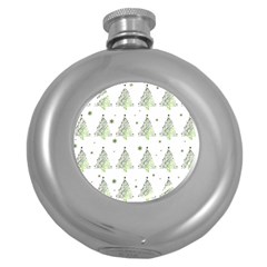 Christmas Tree - Pattern Round Hip Flask (5 Oz) by Valentinaart