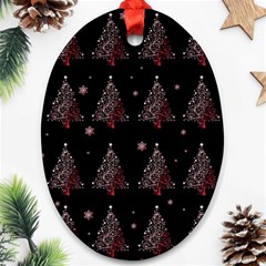 Christmas Tree - Pattern Oval Ornament (two Sides) by Valentinaart