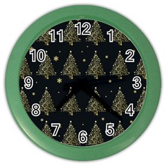 Christmas Tree - Pattern Color Wall Clocks by Valentinaart