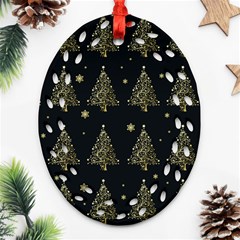 Christmas Tree - Pattern Oval Filigree Ornament (two Sides)