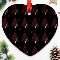 Christmas Tree - Pattern Heart Ornament (two Sides) by Valentinaart