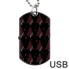 Christmas Tree - Pattern Dog Tag Usb Flash (one Side) by Valentinaart