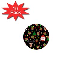 Santa And Rudolph Pattern 1  Mini Buttons (10 Pack)  by Valentinaart