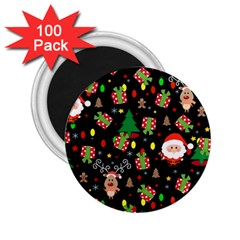 Santa And Rudolph Pattern 2 25  Magnets (100 Pack)  by Valentinaart