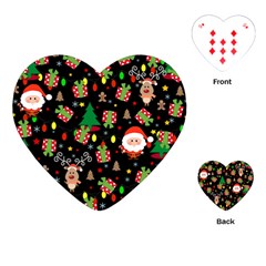 Santa And Rudolph Pattern Playing Cards (heart)  by Valentinaart