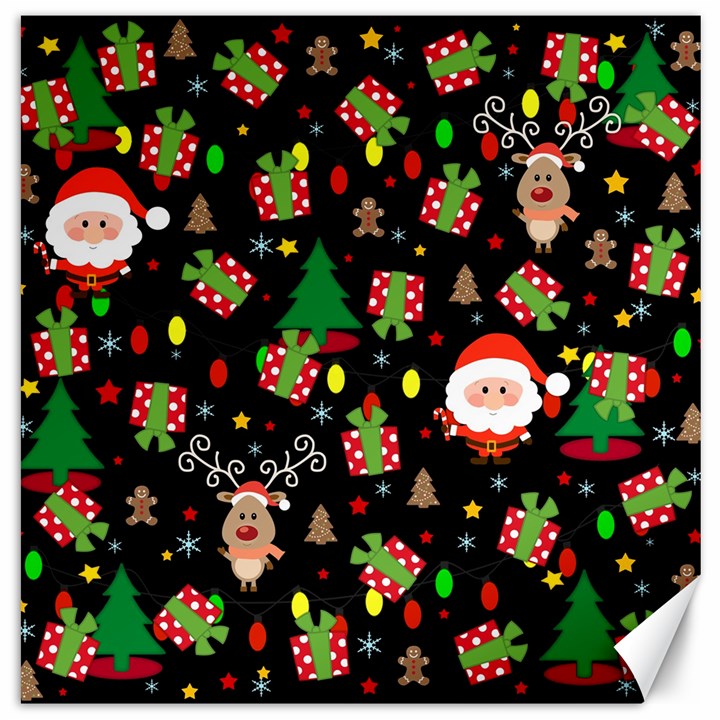 Santa and Rudolph pattern Canvas 12  x 12  