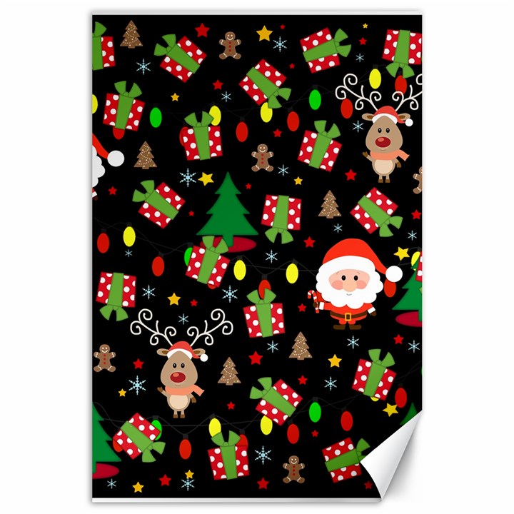 Santa and Rudolph pattern Canvas 24  x 36 