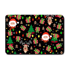 Santa And Rudolph Pattern Small Doormat  by Valentinaart