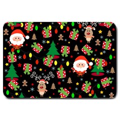 Santa And Rudolph Pattern Large Doormat  by Valentinaart