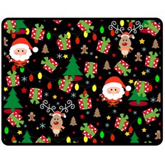 Santa And Rudolph Pattern Fleece Blanket (medium)  by Valentinaart