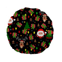 Santa And Rudolph Pattern Standard 15  Premium Round Cushions by Valentinaart