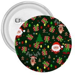 Santa And Rudolph Pattern 3  Buttons by Valentinaart