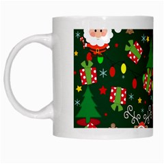 Santa And Rudolph Pattern White Mugs