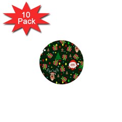 Santa And Rudolph Pattern 1  Mini Buttons (10 Pack)  by Valentinaart