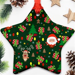 Santa And Rudolph Pattern Star Ornament (two Sides) by Valentinaart