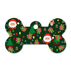 Santa And Rudolph Pattern Dog Tag Bone (one Side) by Valentinaart