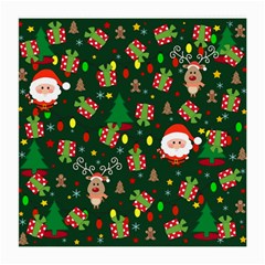 Santa And Rudolph Pattern Medium Glasses Cloth (2-side) by Valentinaart