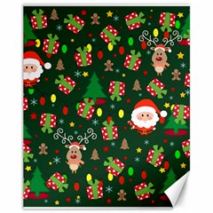 Santa And Rudolph Pattern Canvas 11  X 14   by Valentinaart