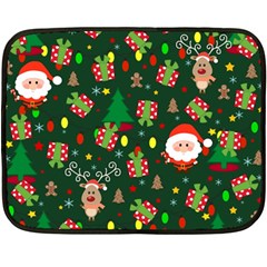 Santa And Rudolph Pattern Fleece Blanket (mini) by Valentinaart