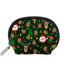 Santa And Rudolph Pattern Accessory Pouches (small)  by Valentinaart