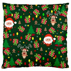 Santa And Rudolph Pattern Large Flano Cushion Case (two Sides) by Valentinaart