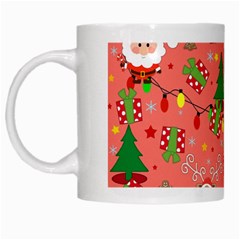 Santa And Rudolph Pattern White Mugs