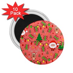 Santa And Rudolph Pattern 2 25  Magnets (10 Pack)  by Valentinaart