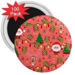 Santa and Rudolph pattern 3  Magnets (100 pack) Front