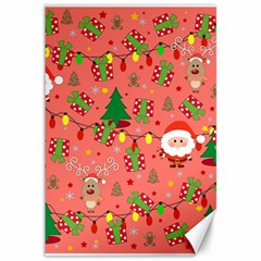 Santa And Rudolph Pattern Canvas 12  X 18  